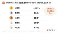 2025年コンビニ支出 都道府県ランキング（提供画像）