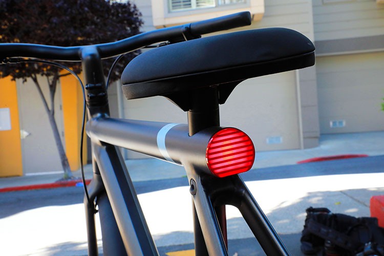 The tail light of the VanMoof S3 e-bike in San Francisco on March 28, 2020. The benefits of owning a battery-powered two-wheeler far outweigh the downsides, especially in a pandemic.  (Jim Wilson/The New York Times)