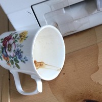 気付かず3～4日経ってから見つかったコーヒーのシミ／&HAPPY CAFE 北軽井沢さん（@andhappycafekitakaruizawa）提供