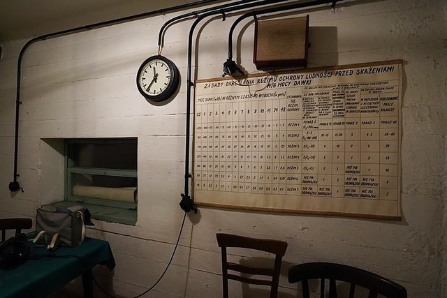 ワルシャワの鉄鋼メーカーにある冷戦時代につくられた地下シェルターの一室＝2023年6月5日、荒ちひろ撮影