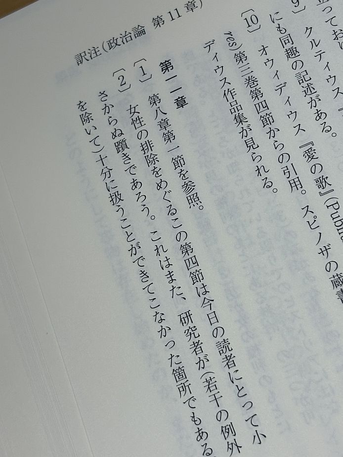 『スピノザ全集』の『政治論』第11章訳注2の冒頭