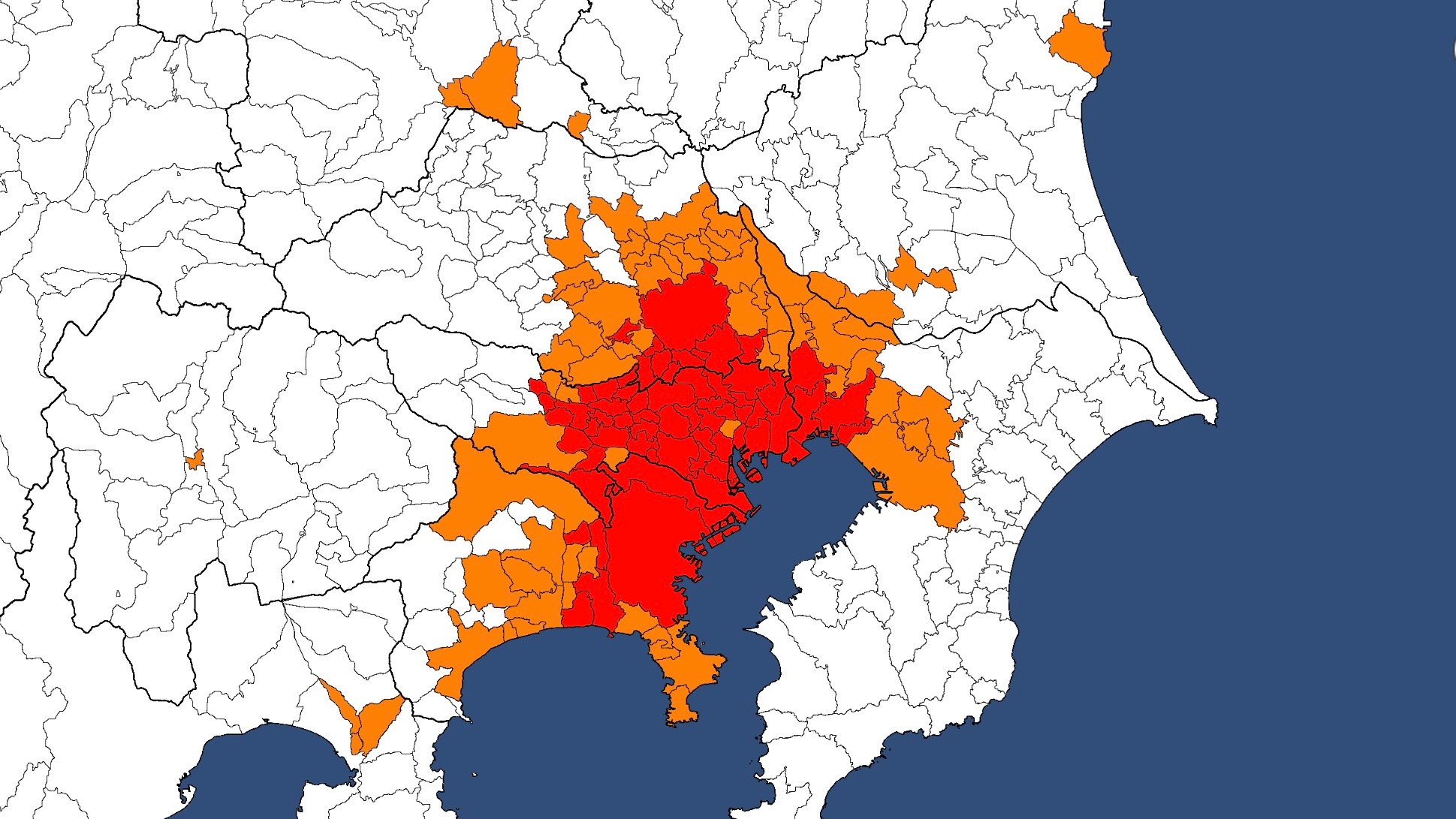 日本の人口の半分が色の塗られた場所に住んでいます 人口密度で色分けされた地図が話題 こんなに偏っていたとは まいどなニュース