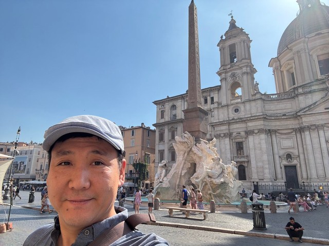 ローマ便に乗務した時の現地ステイ中に撮影。忙しくも充実した日々を過ごしています（画像提供：空飛ぶおりょうさん）