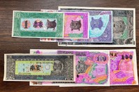 小学生時代に製作した「ねこ」の架空紙幣。2歳の時に購入したぬいぐるみがモデルになっている／個立印刷局さん（@Koritsu_Insatsu）提供
