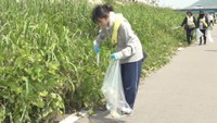 ごみを拾う大学生
