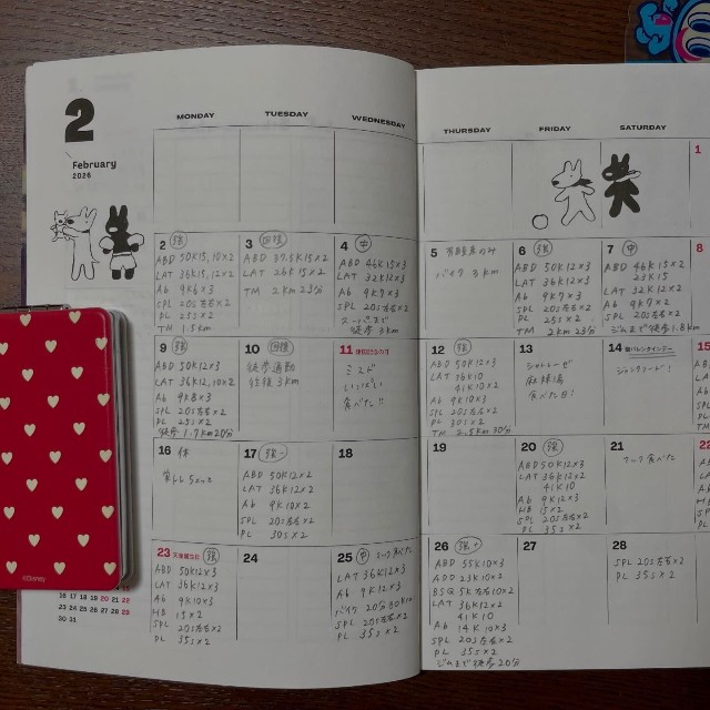 トレーニングメニューも細かく記録している／のんさん（@n_nongram）提供