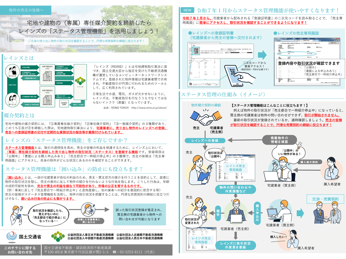 レインズ改修に関する売主向けリーフレット