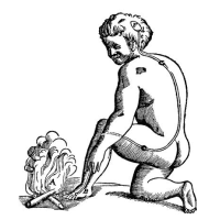 近代医学における痛み理解の原型――デカルトによる痛みの神経伝導路（デカルト『人間論』より）