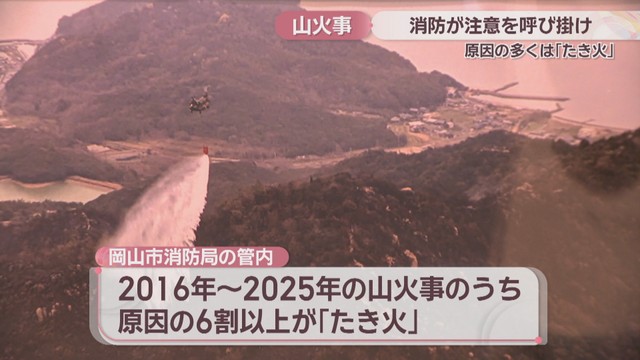岡山駅エキチカひろばで展示されている山火事の写真