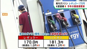宮城県のガソリン価格　２０２３年最高値の１７０円　政府の補助金縮小が影響