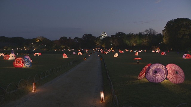 岡山後楽園・岡山城 秋のライトアップイベントの入場者数 ともに前年より減少