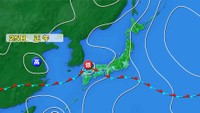 予想天気図　25日正午　提供：ウェザーニューズ