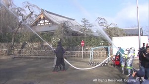 １月２６日の文化財防火デーを前に指定文化財保存の寺で火災防御訓練　宮城・角田市