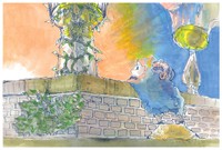 娘さんが中学生の頃に描いた作品「朝日を見るヒツジ」／apipoさん（@apipo1113）提供