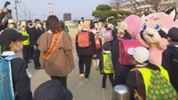 大元小学校で登校練習（岡山・北区大元上町）