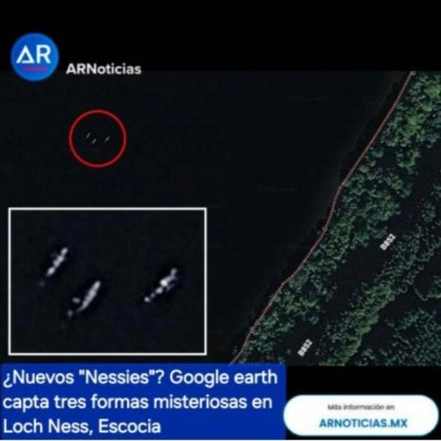 3匹のネッシーのように見えるGoogle Earthの画像＝「AR noticias」のインスタグラム＠ar_noticiasより
