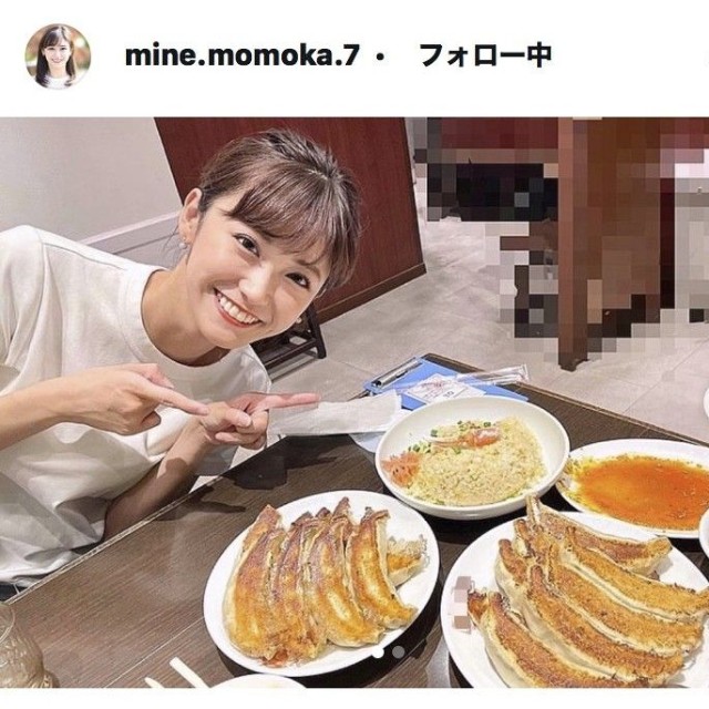 嶺百花アナウンサーのインスタグラム＠mine.momoka.7より