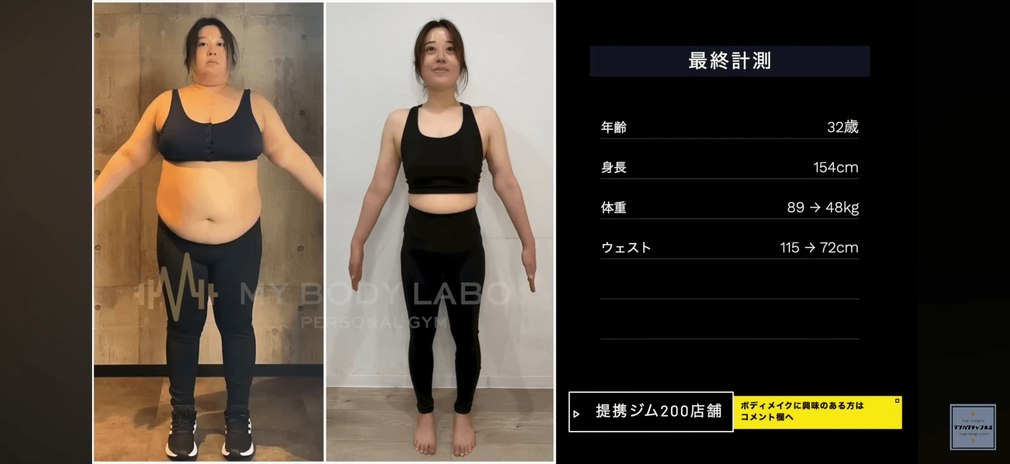 1年半で89kgから48.2kgに／「マツカワリュウドウBASSARIヘアチャンネル」（@ryudo_matsukawa）提供