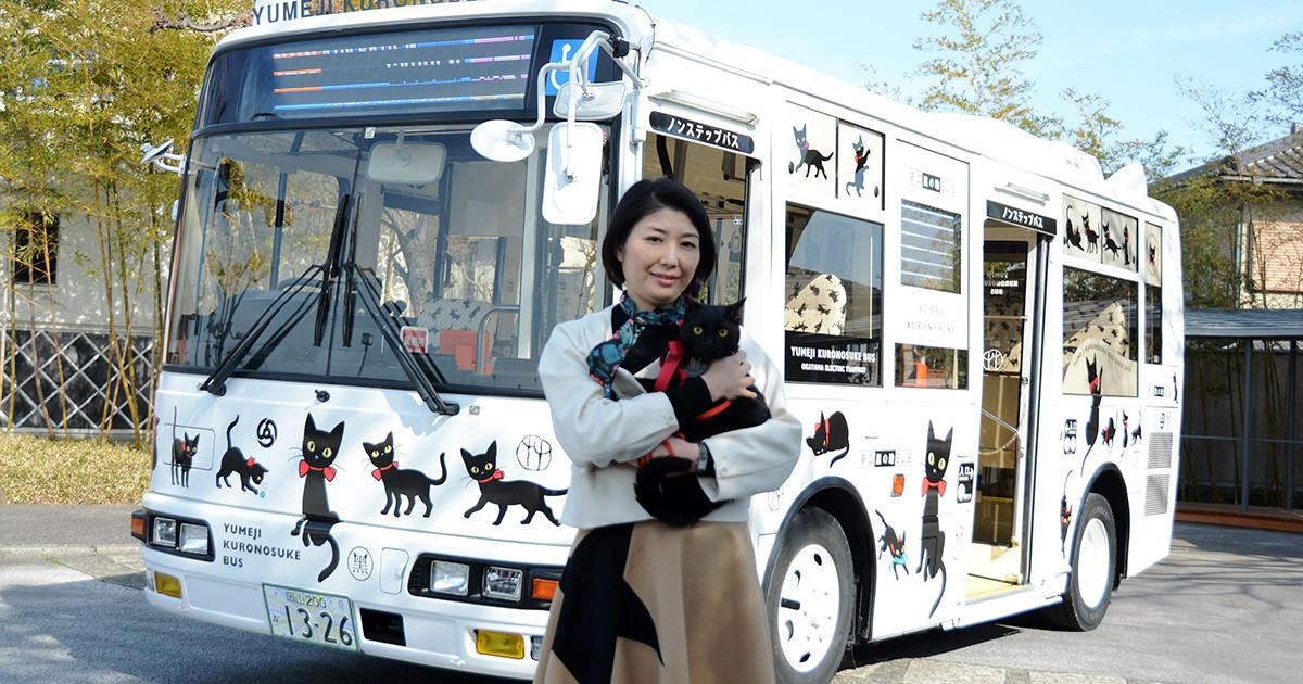 降車ボタン押すと「ニャ～」 美術館の看板猫がバスに | 「犬や猫と