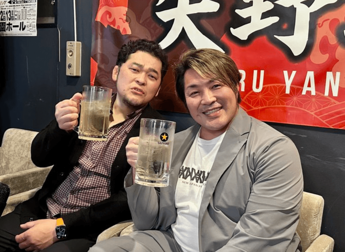 「左から矢野通さん、棚橋弘至さん」（棚橋弘至 (@tanahashi1_100)さんのXより）