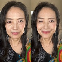 SNSでは自身の比較写真で、表情により見え方が変わることも伝えている
