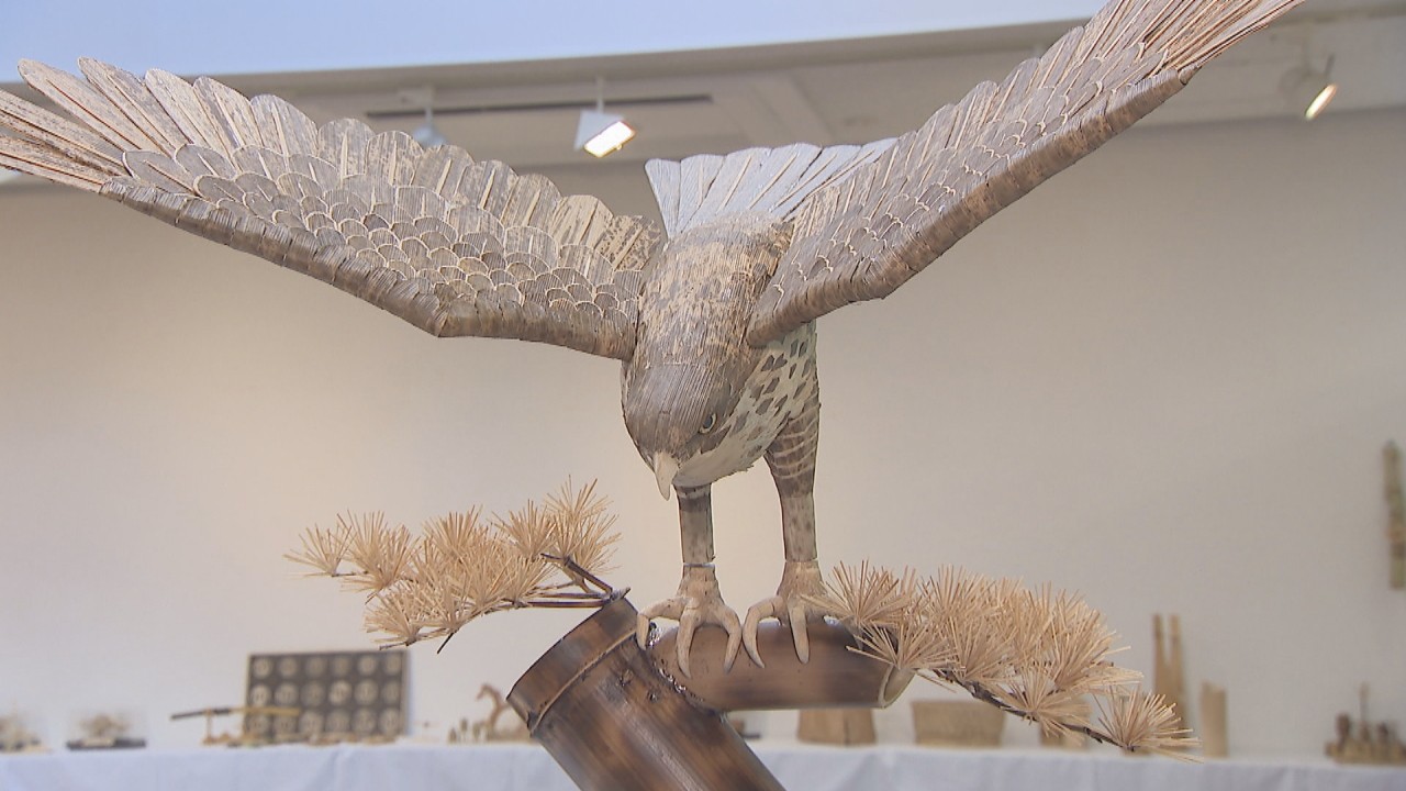 珍しい竹細工の鷹❣️ 竹の色合いを生かしたたこ焼きも 「竹細工」の展示会 香川・さぬき市