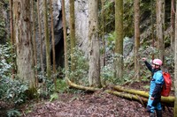 宇山洞について解説する地元ケイブツアーショップ・ポレポレの岡弘幸代表