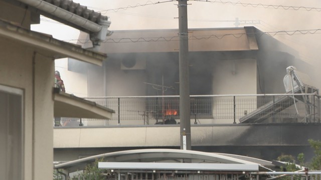 火事があった住宅　岡山・北区平野　2日午後1時半ごろ