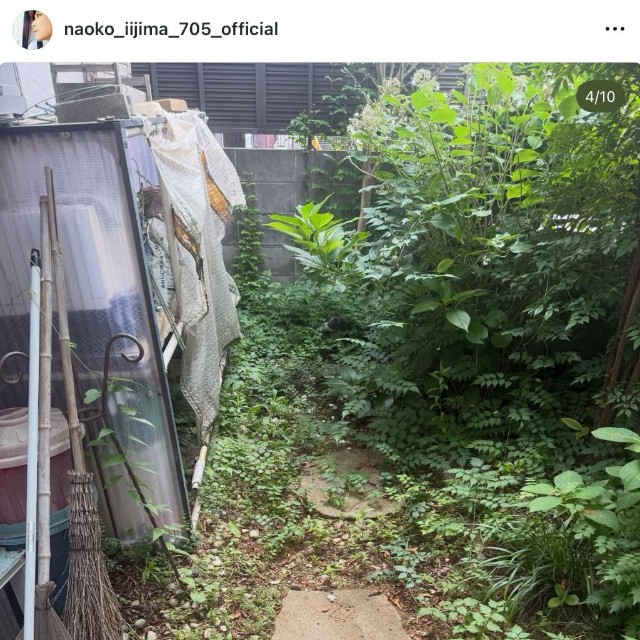 飯島直子さん「実家の汚庭がたいへんなことになってると姉から連絡」（本人の公式インスタグラムから）
