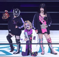 ６人タッグに臨んだ（左から）スターライト・キッド、フキゲンです★、吏南＝24年1・4TDCホール大会