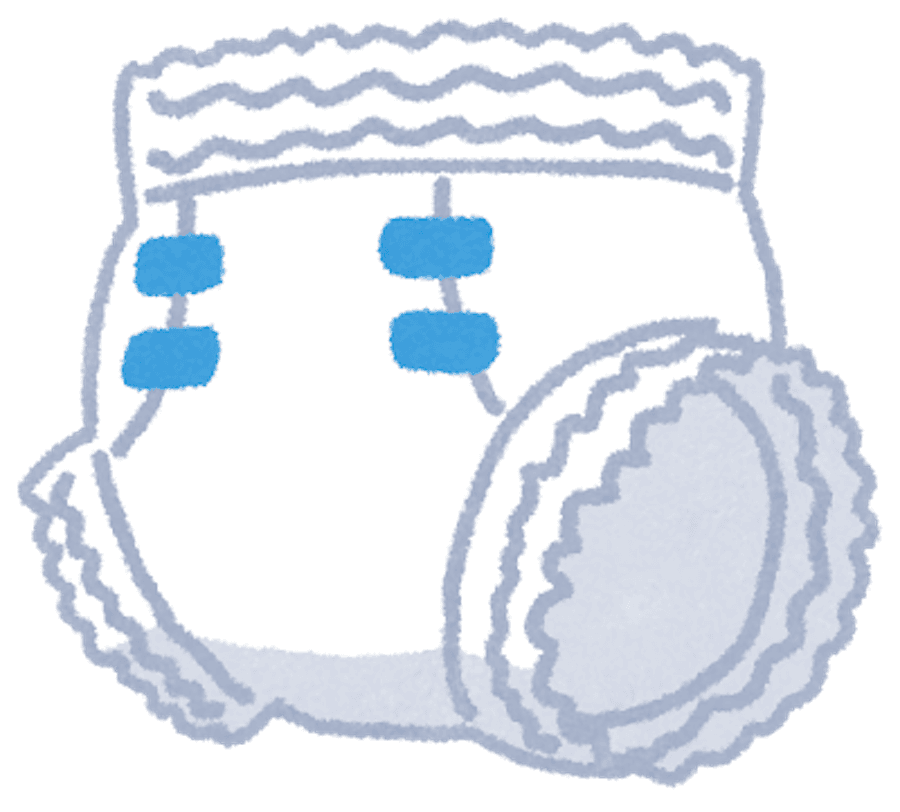 オムツにも、大きく濃くはっきりと記名を