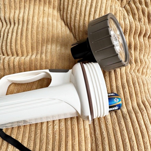 あさひくんの散歩中、持っていた懐中電灯（画像提供：秋田犬あさひ akitainu asahiさん）