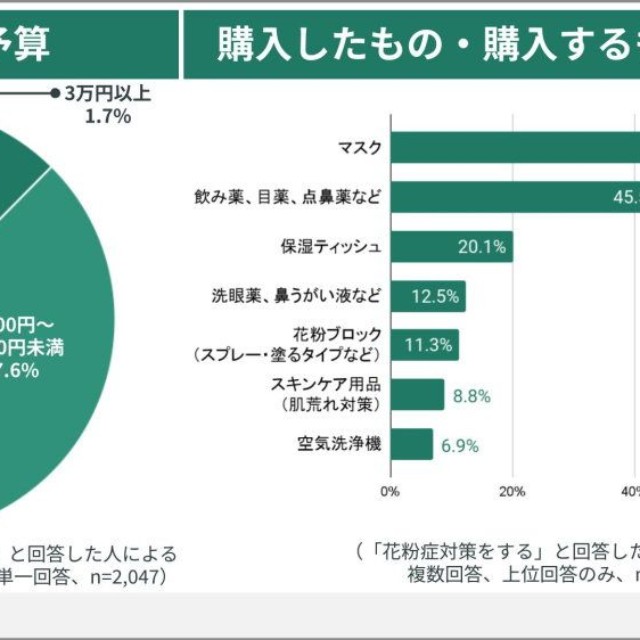 花粉症対策の予算／購入したもの・購入するもの（提供画像）