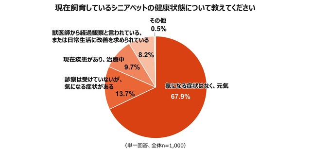 現在飼育しているシニアペットの健康状態について教えて下さい（提供画像）