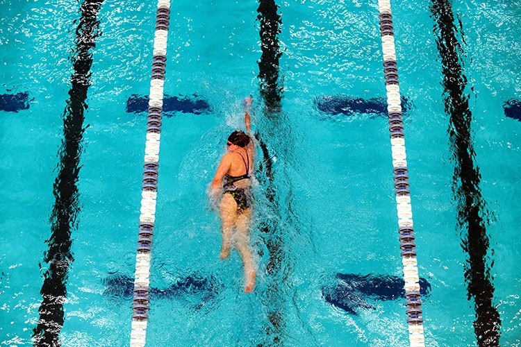 FILE -- Morgan Stickney practices at the United States Olympic and Paralympic Training Center in Colorado Springs, Colo., on Feb. 11, 2019. She set remarkable times in the 100- and 400-meter freestyle months after a below-the-knee amputation of her left leg. (Rachel Woolf/The New York Times)