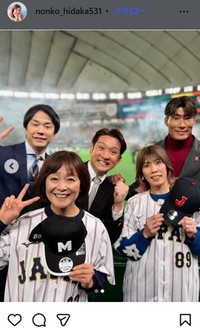 日髙のり子のインスタグラム＠nonko_hidaka531より
