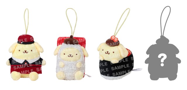 10月7日から「第1弾 ポムポムプリン コラボマスコット付き ソフトドリンク」1320円～のマスコットは全4種（イメージ）
