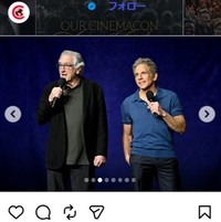 「ミート・ザ・ペアレンツ」の名コンビ、ロバート・デ・ニーロとベン・スティラーも登壇した＝「シネマコン2026」のインスタグラム＠cinemaconより