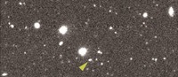 藤井さんが発見した小惑星「Ｄａｉａｎｊｉ」（矢印の先の小さい点）＝ＣＯＩＡＳ開発チーム、国立天文台提供