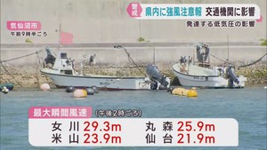 宮城県全域に強風注意報　ＪＲ在来線に運休や遅れ