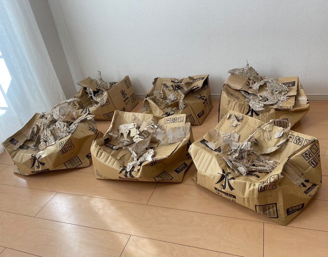 娘さんが遊んでぺちゃんこになった作品群（黒主さん提供）