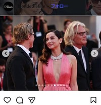 「ブロンド」のプレミアに出席した（左から）　ブラッド・ピット、アナ・デ・アルマス、アンドリュー・ドミニク監督＝映画「ブロンド」のインスタグラム＠blondethefilmより