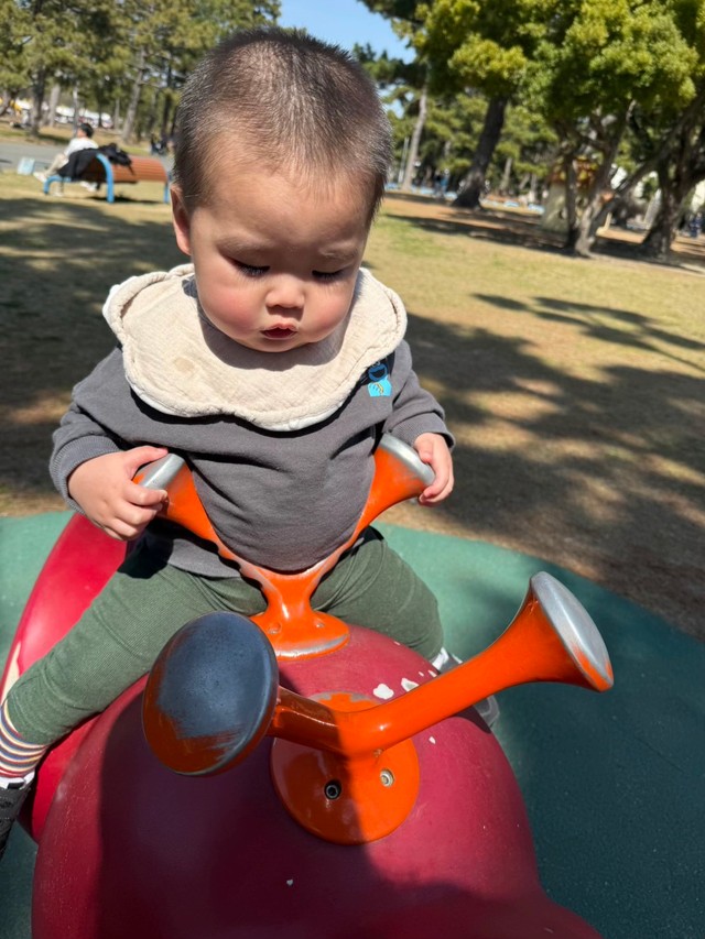 乗ってみたけど、お腹が挟まっちゃう〜！（提供：@boku_tokidoki_itokoさん）