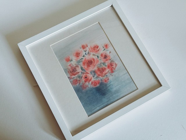 お父様の描いた薔薇の絵（画像提供：真田英幸 / minneさん）