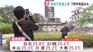 宮城県各地で気温上昇　白石は２日連続の夏日