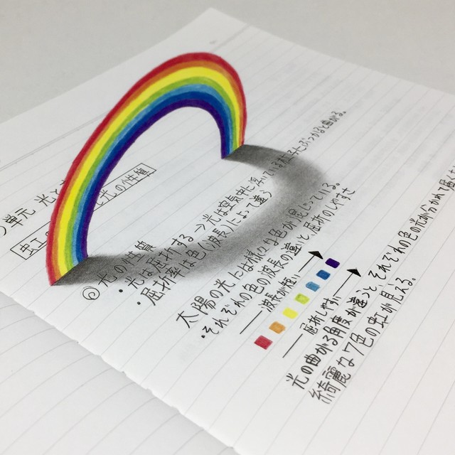 落書きだらけのノートと思いきや…立体に浮かび上がる「だまし絵」作品