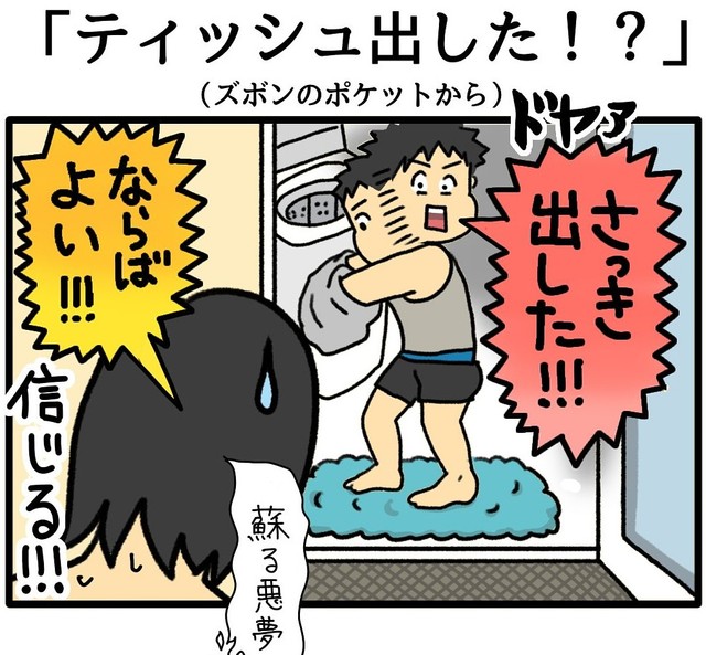 洗濯後にポケットから出てくるティッシュの残骸たちという悪夢（みたんさん提供）