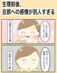 【漫画】『生理前後、旦那への感情が別人すぎる』1（ぽけぽけたさん提供）