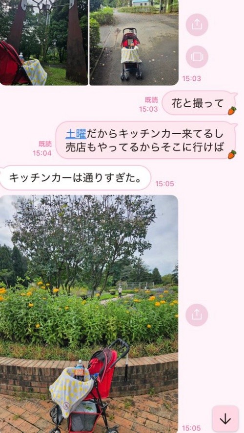 ママから指示を受けながら散歩練習に励むパパ（画像提供：うどんさんといっしょさん）