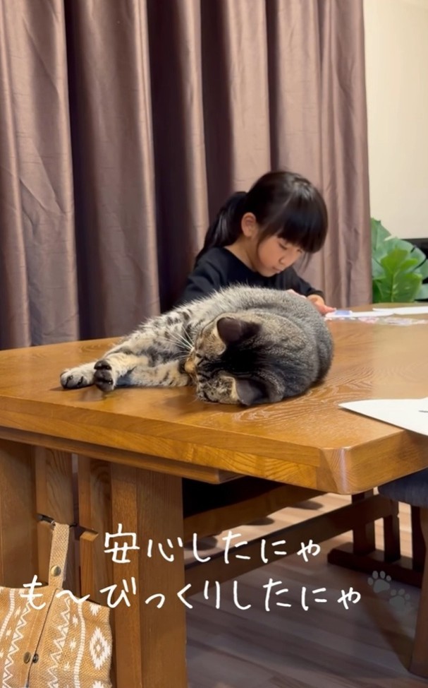 お姉ちゃんを見つけた瞬間、ゴロン（「yuka.yu.mugi」さん提供、Instagramよりキャプチャ撮影）